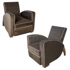 French Art Deco pair of club chairs