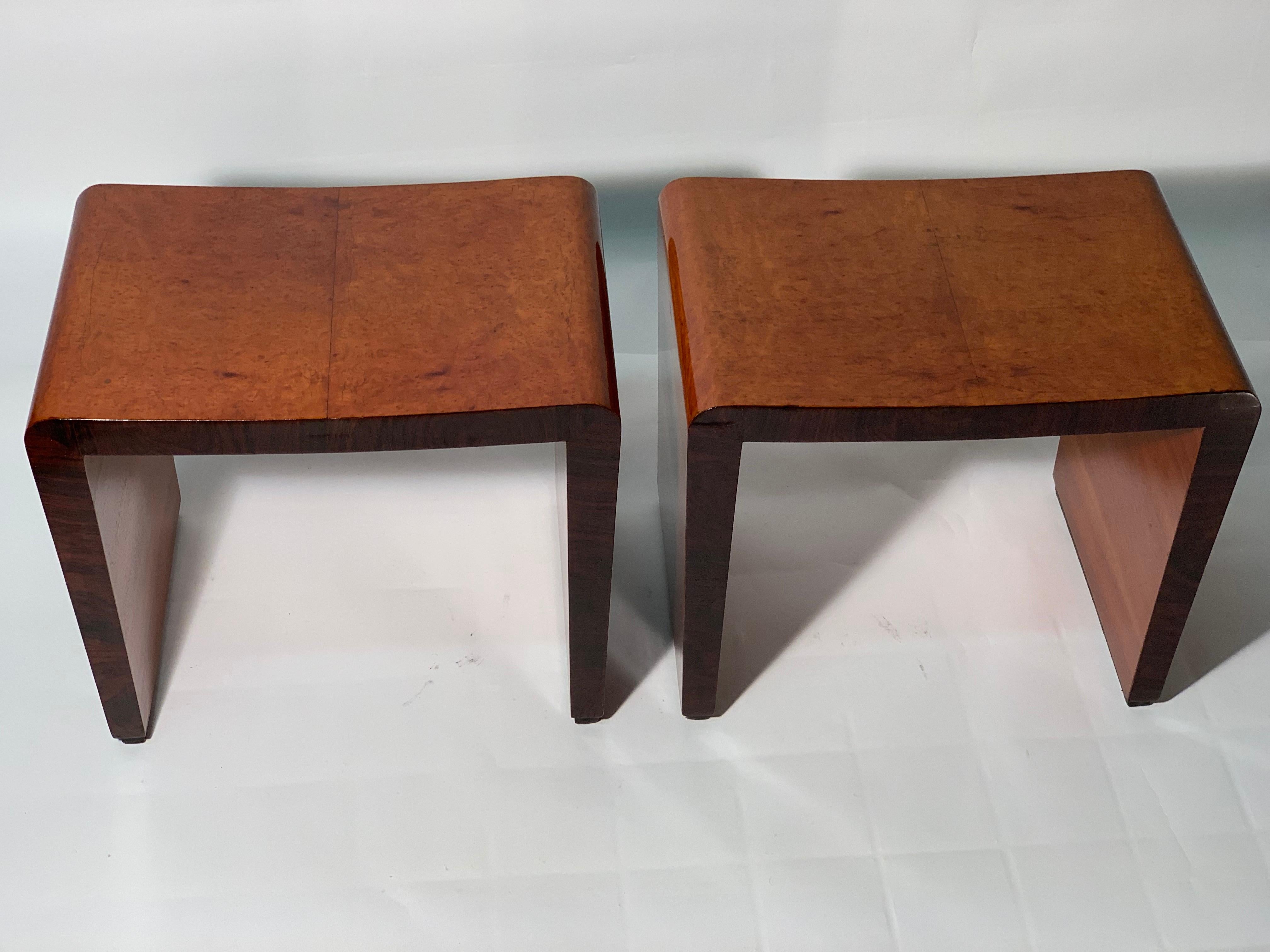 Mid-20th Century Art Deco Pair of Italian Rationalist U-Shaped Stools