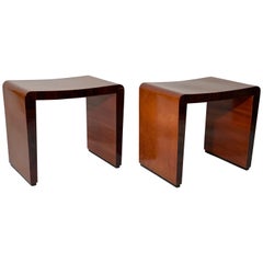 Art Deco Pair of Italian Rationalist U-Shaped Stools