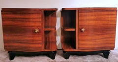 Art Deco Pair Of Italian Wooden Nightstands