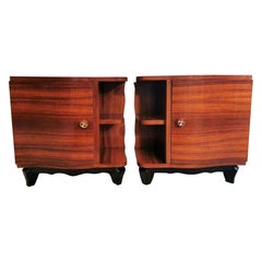 Paar italienische Art déco-Nachttische aus Holz im Art déco-Stil