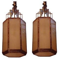 Vintage Art Deco Pair of Lanterns, France, 1930