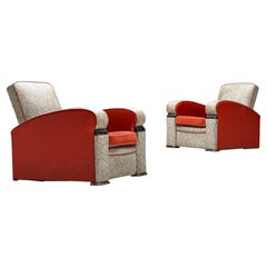 Art Deco Pair of Lounge Chairs in Decorative Upholstery 