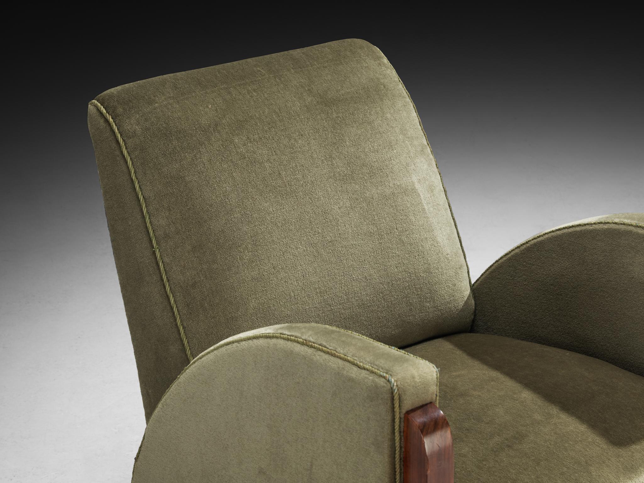 Coppia di sedie da salotto Art Deco in velluto Greene & Greene in vendita 1
