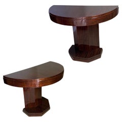 Art Deco Pair of Macassar Ebony Wood Console Tables