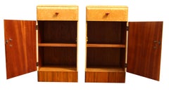 Art Deco Pair of Matching Bedside Cabinets in Blonde Maple, 1930s