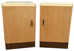 Art Deco Pair of Matching Bedside Cabinets in Blonde Maple, Night Stands, c1930