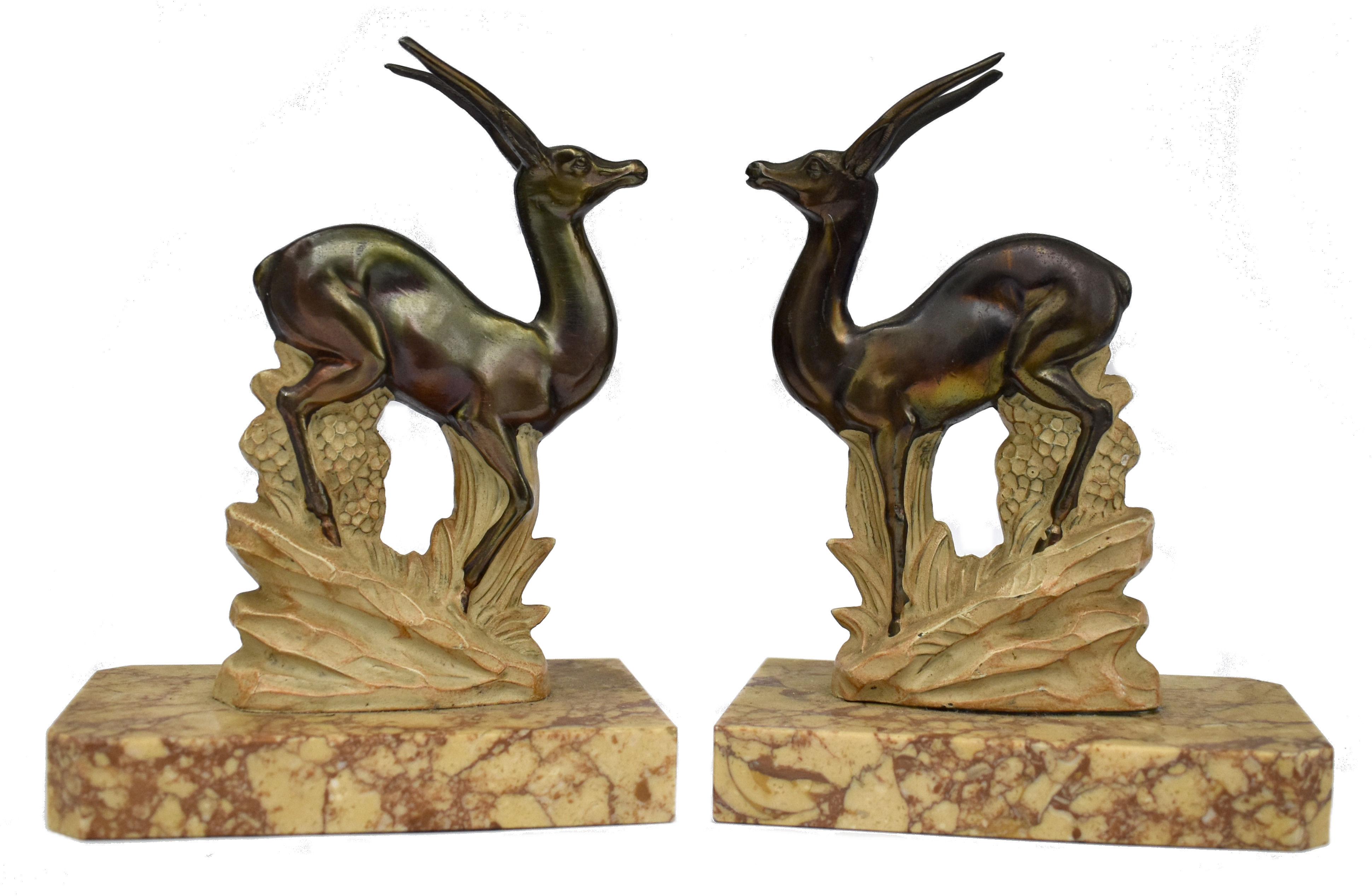 French Art Deco Pair of Matching Figurative Bookends, C1930