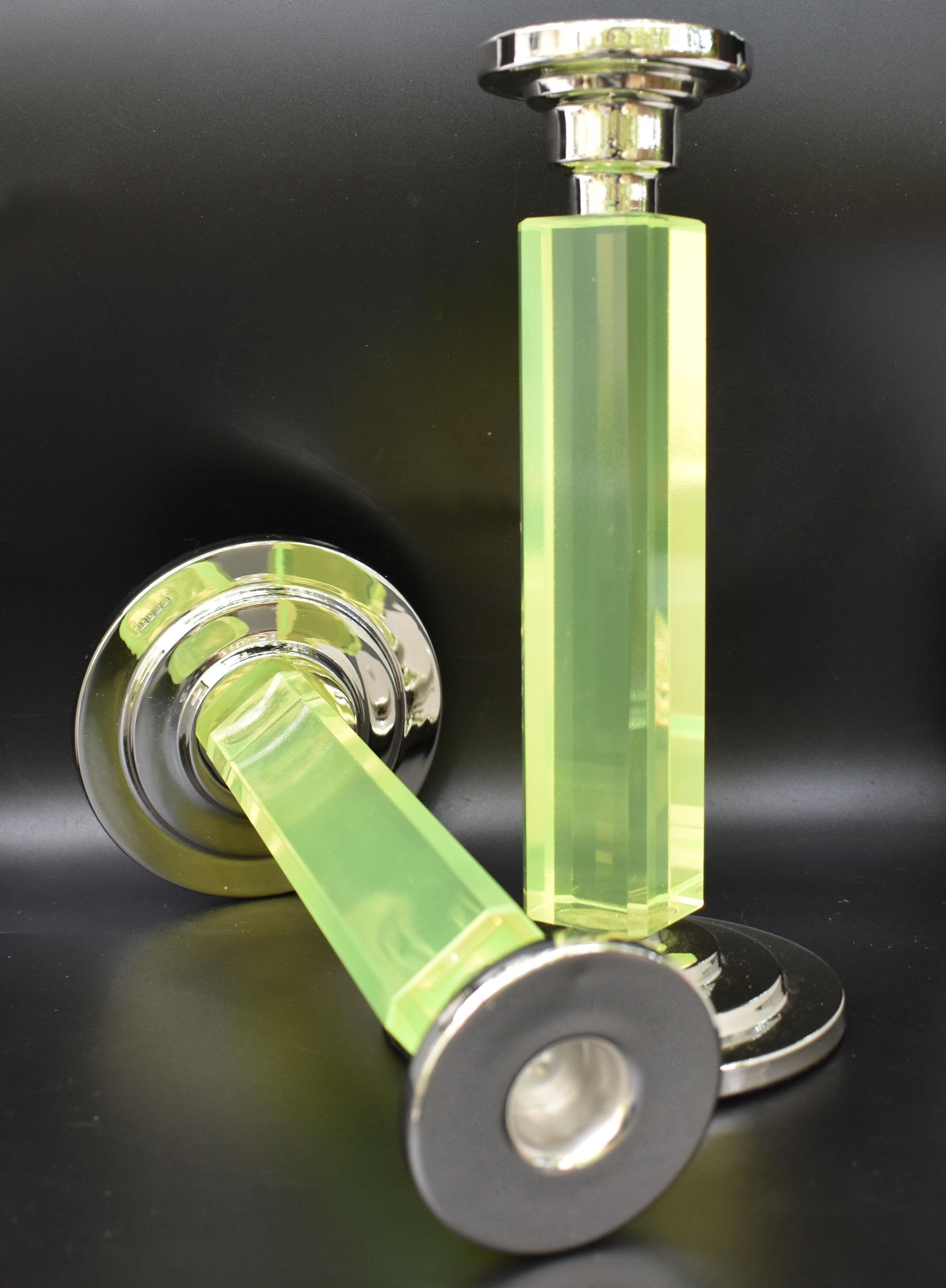 uranium glass candle holders