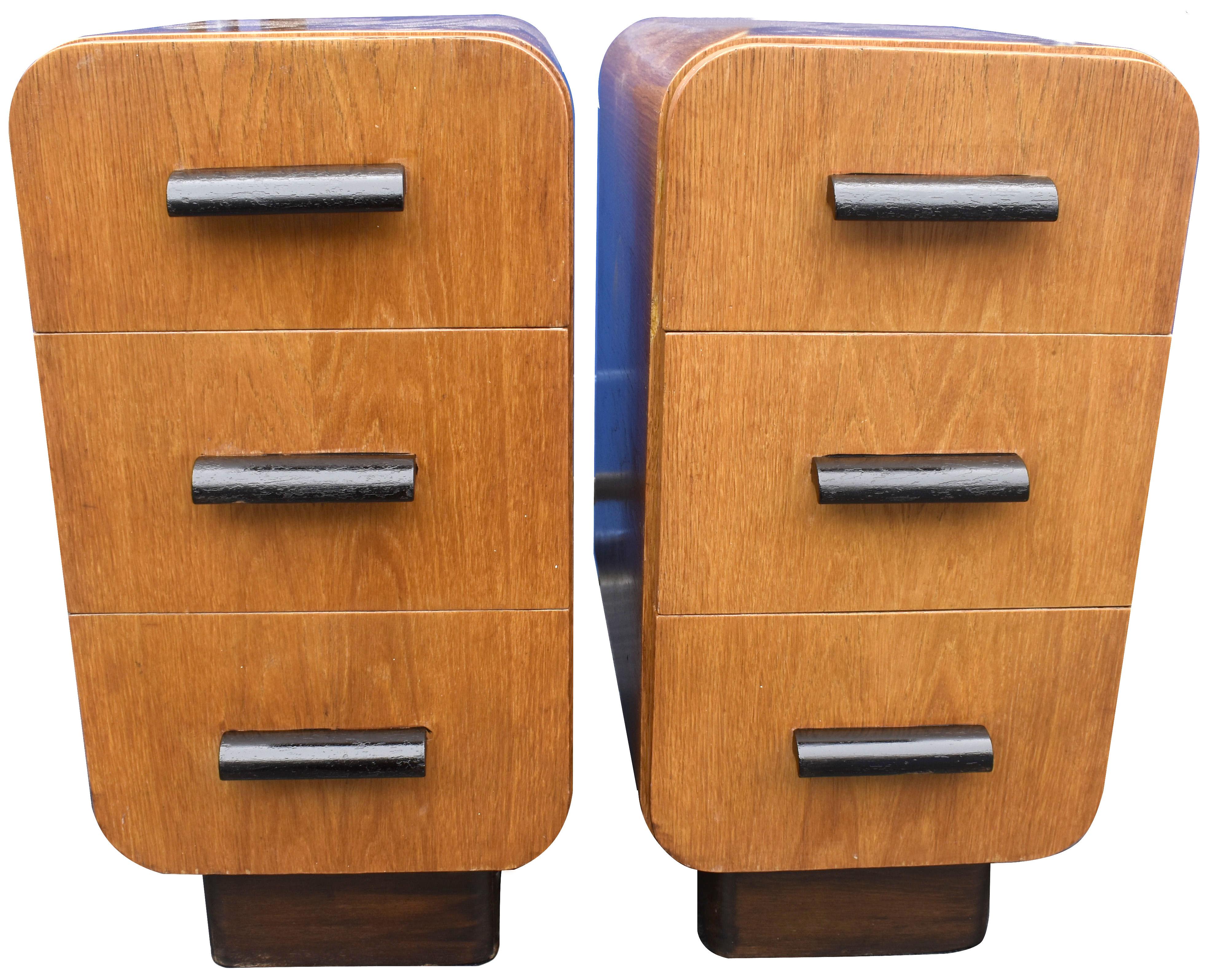 For your consideration are these fabulous matching pair of Art Deco modernist bedside cabinet tables, dating to the 1930's. For those less well versed in Art Deco could be forgiven in thinking these cabinets are modern such is the styling which is