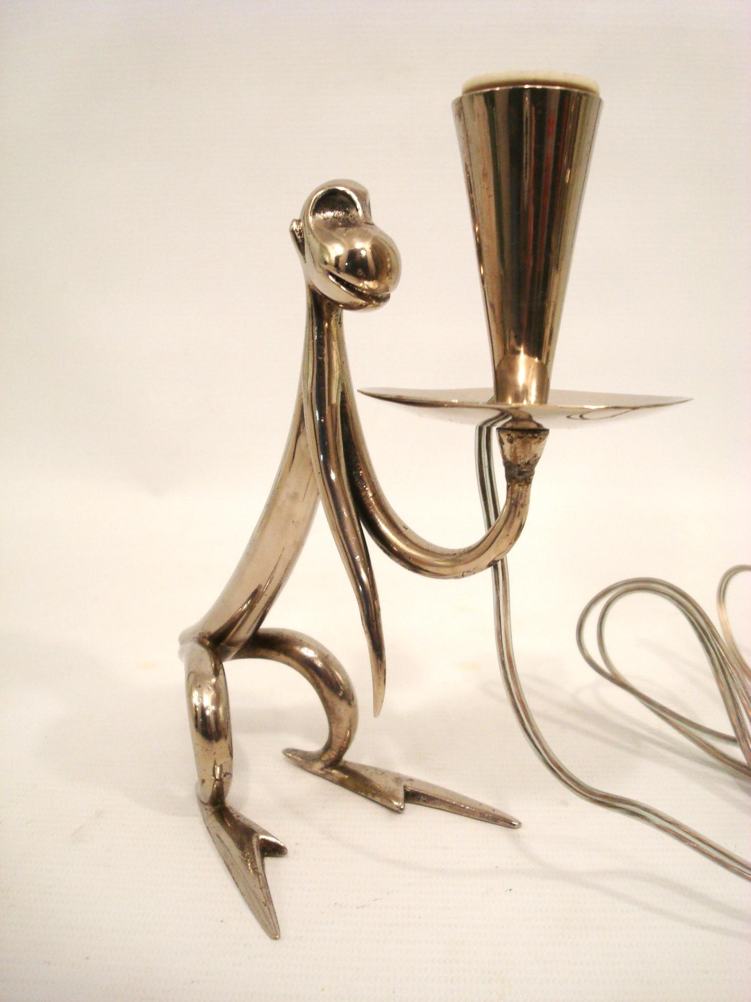 Pareja de lámparas de sobremesa Art Decó con escultura de mono de Hagenauer, Austria  1920's en venta 7