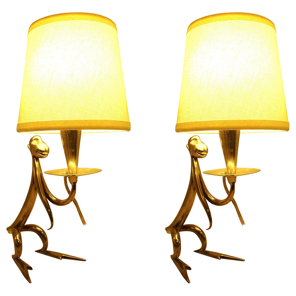 Pareja de lámparas de sobremesa Art Decó con escultura de mono de Hagenauer, Austria  1920's en venta