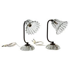 Art Deco, Pair of Murano Glass Table Lamps by Barovier, Italy, 1940s