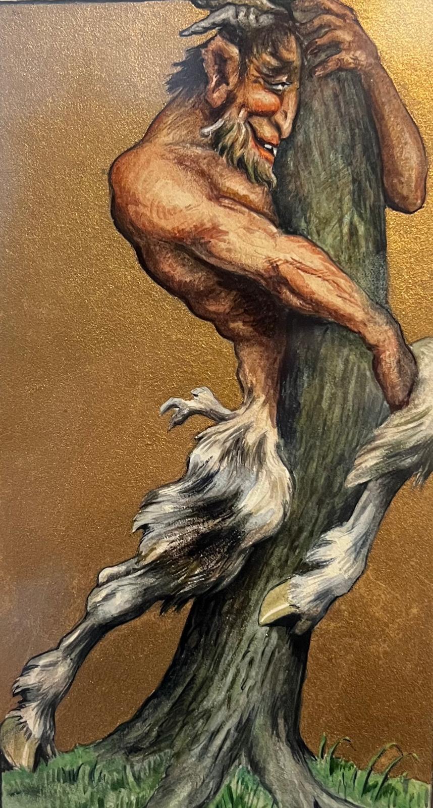 Zwei originale Gouache-Gemälde, die 1918 - im selben Jahr, in dem Gustav Klimt starb - entstanden sind, verkörpern die Dämmerung des Goldenen Zeitalters der Wiener Secession. Sie dienen als seltene und eindrucksvolle Artefakte, die Mythologie,