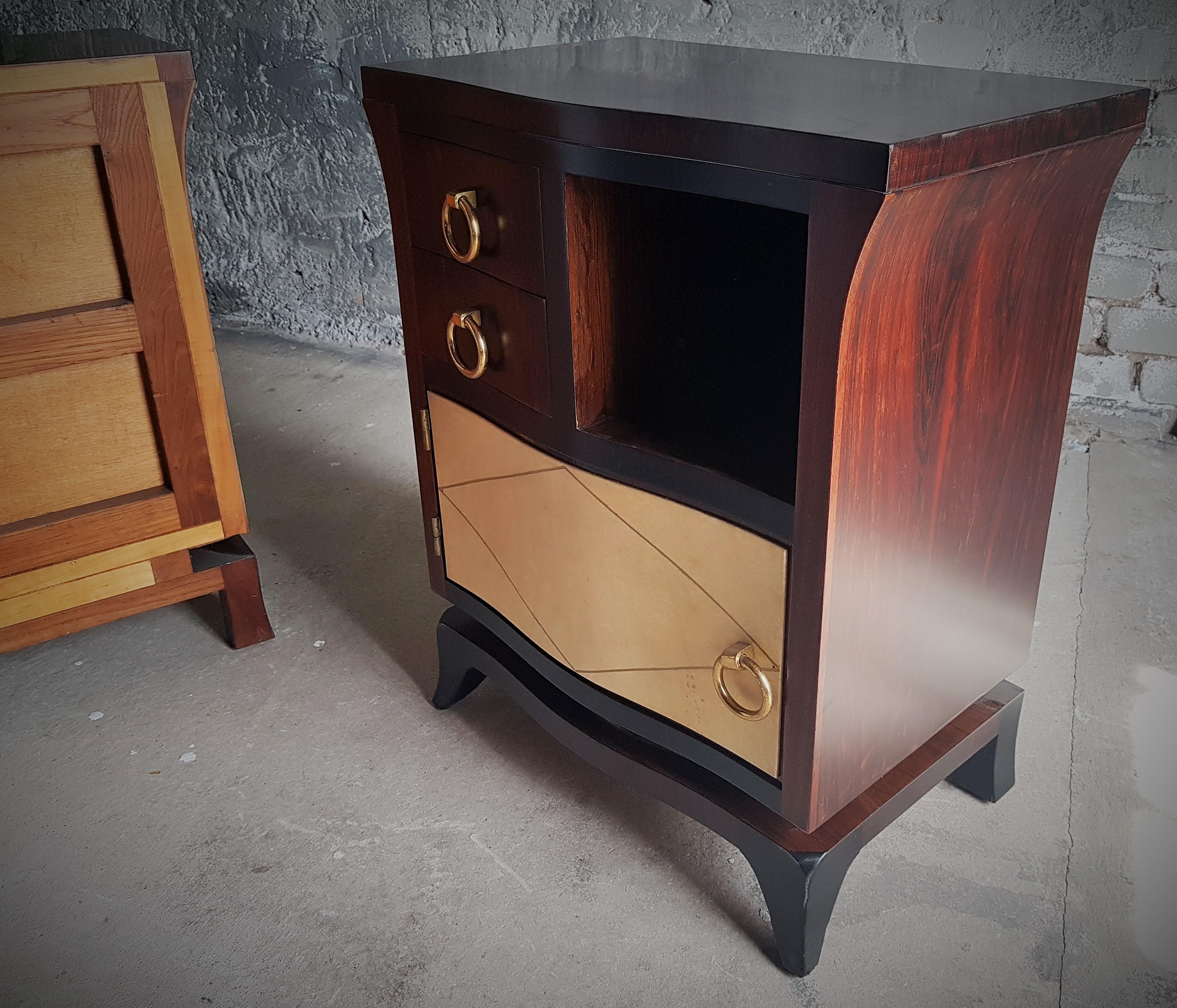 Art Deco Pair of Night Stands Parchment Style Jean Pascaud, France 1935 For Sale 6