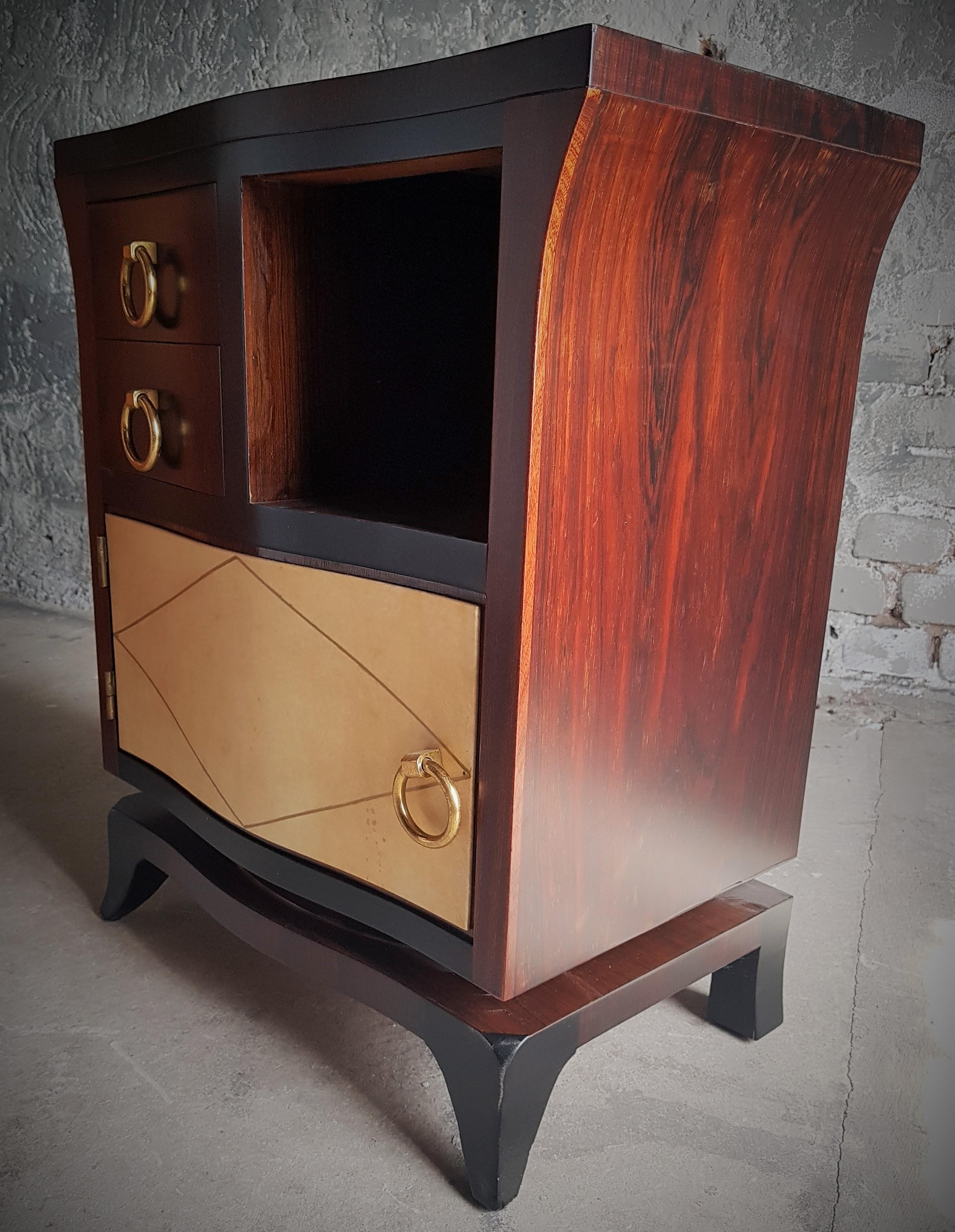 Art Deco Pair of Night Stands Parchment Style Jean Pascaud, France 1935 For Sale 7