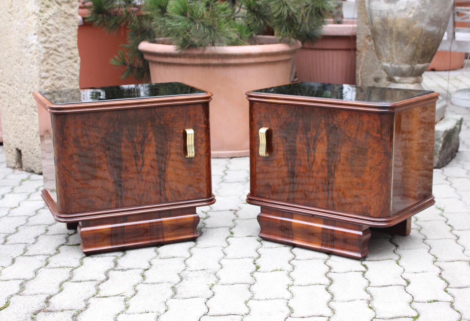 Art Deco Pair of Vintage Nightstands or Chests Austria, 1930s Walnut ...