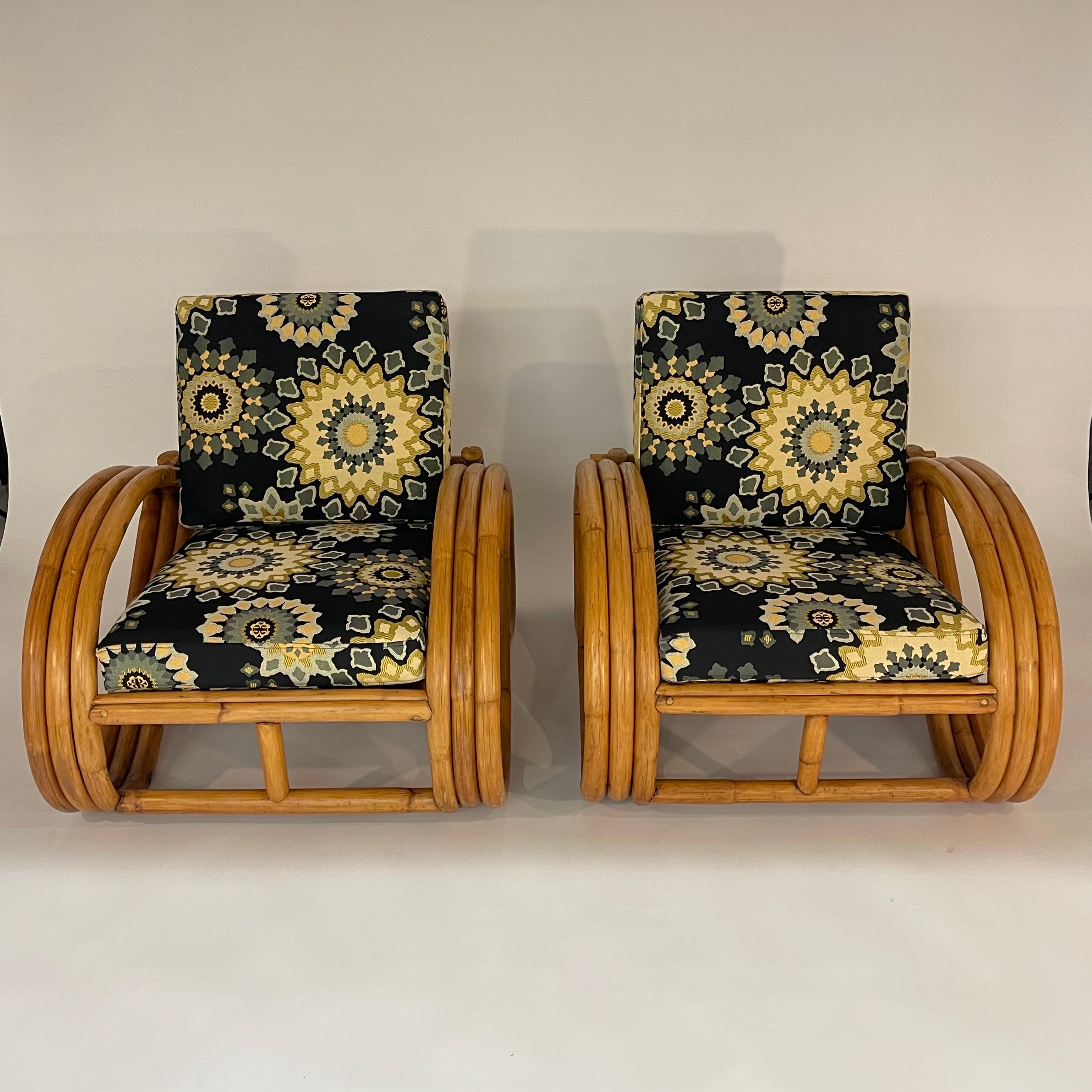 Art Deco Pair of Paul Frankl Style Pretzel Club or Lounge Chairs, USA, 1940s In Good Condition For Sale In Miami, FL