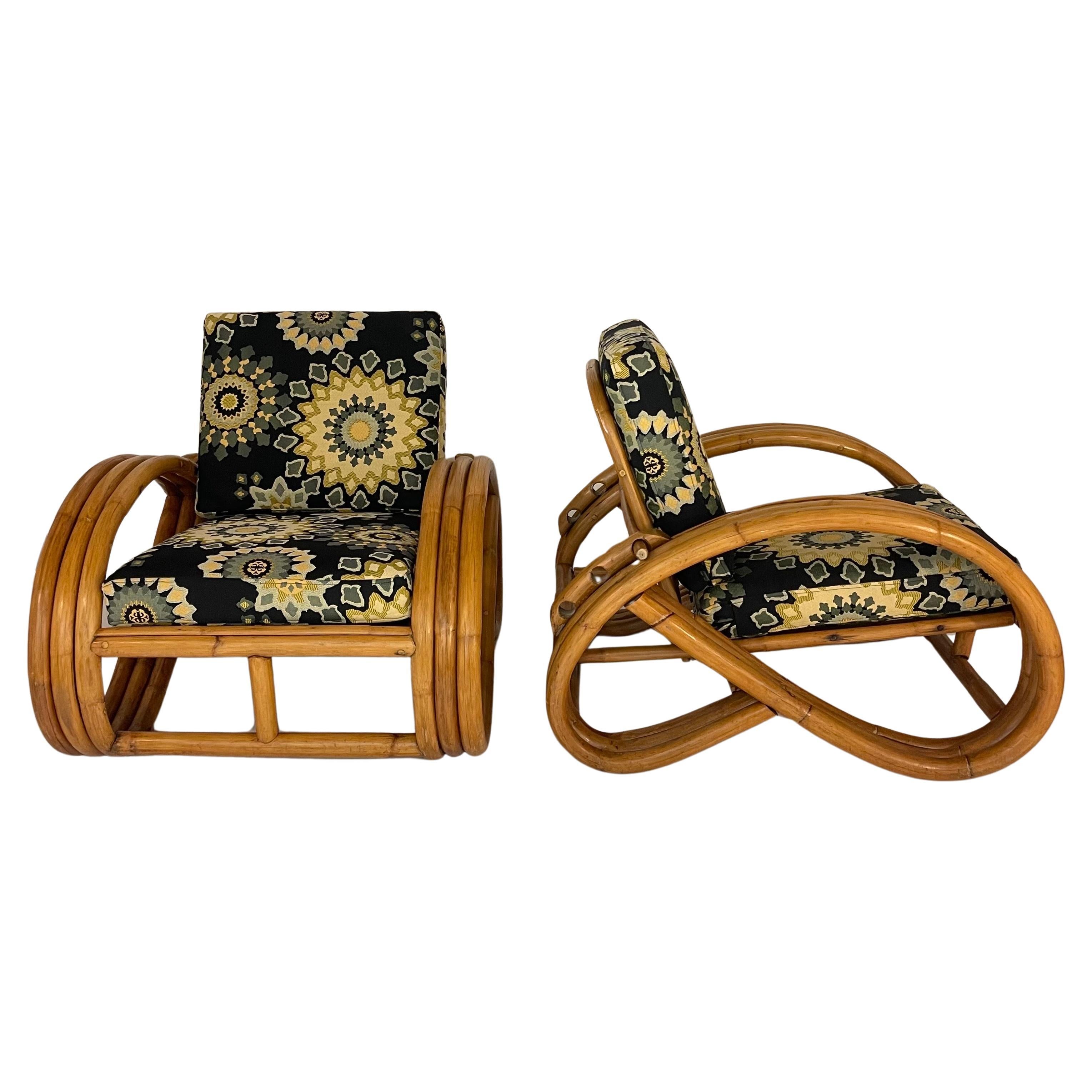 Art Deco Pair of Paul Frankl Style Pretzel Club or Lounge Chairs, USA, 1940s For Sale