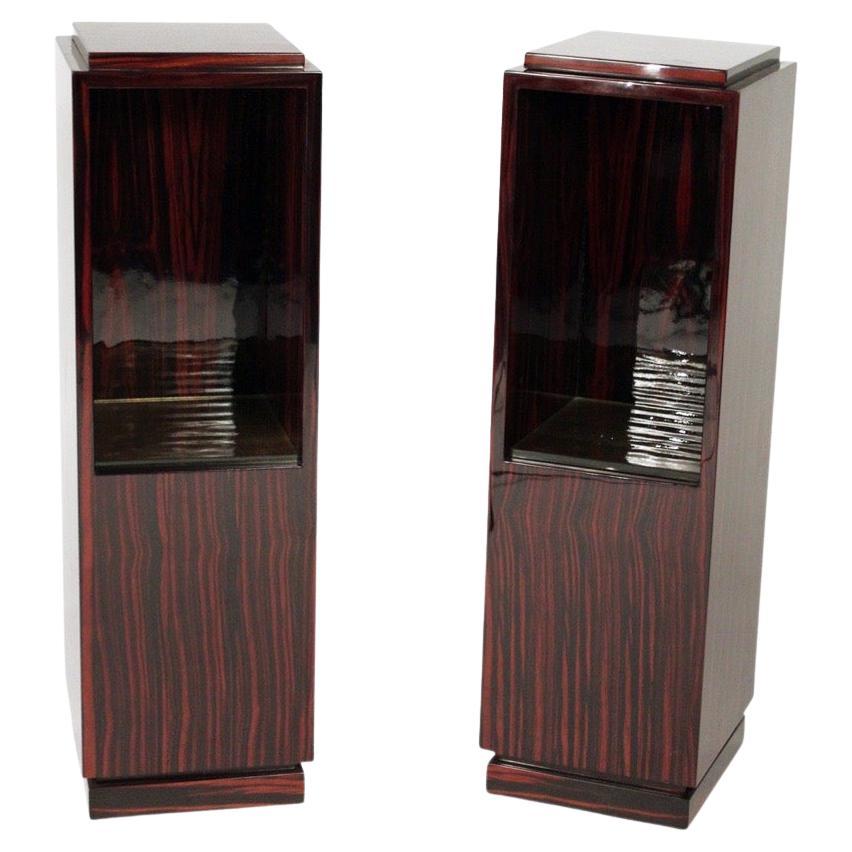Art Deco Pair of Pedestals in Makassar Wood