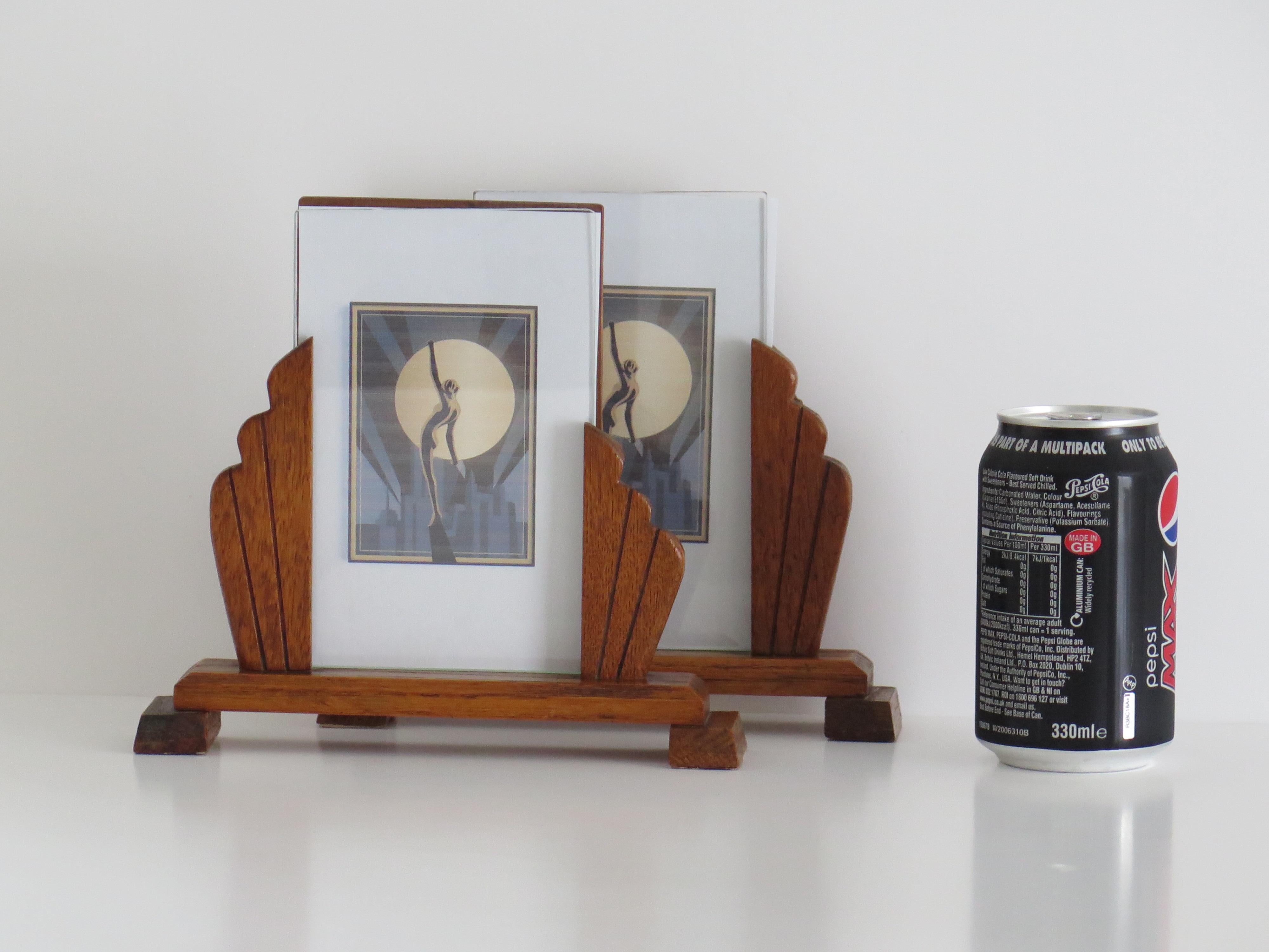 Art Deco PAIR of Period Photo Frames Handmade in Oak with Fan Sides, circa 1930 For Sale 8