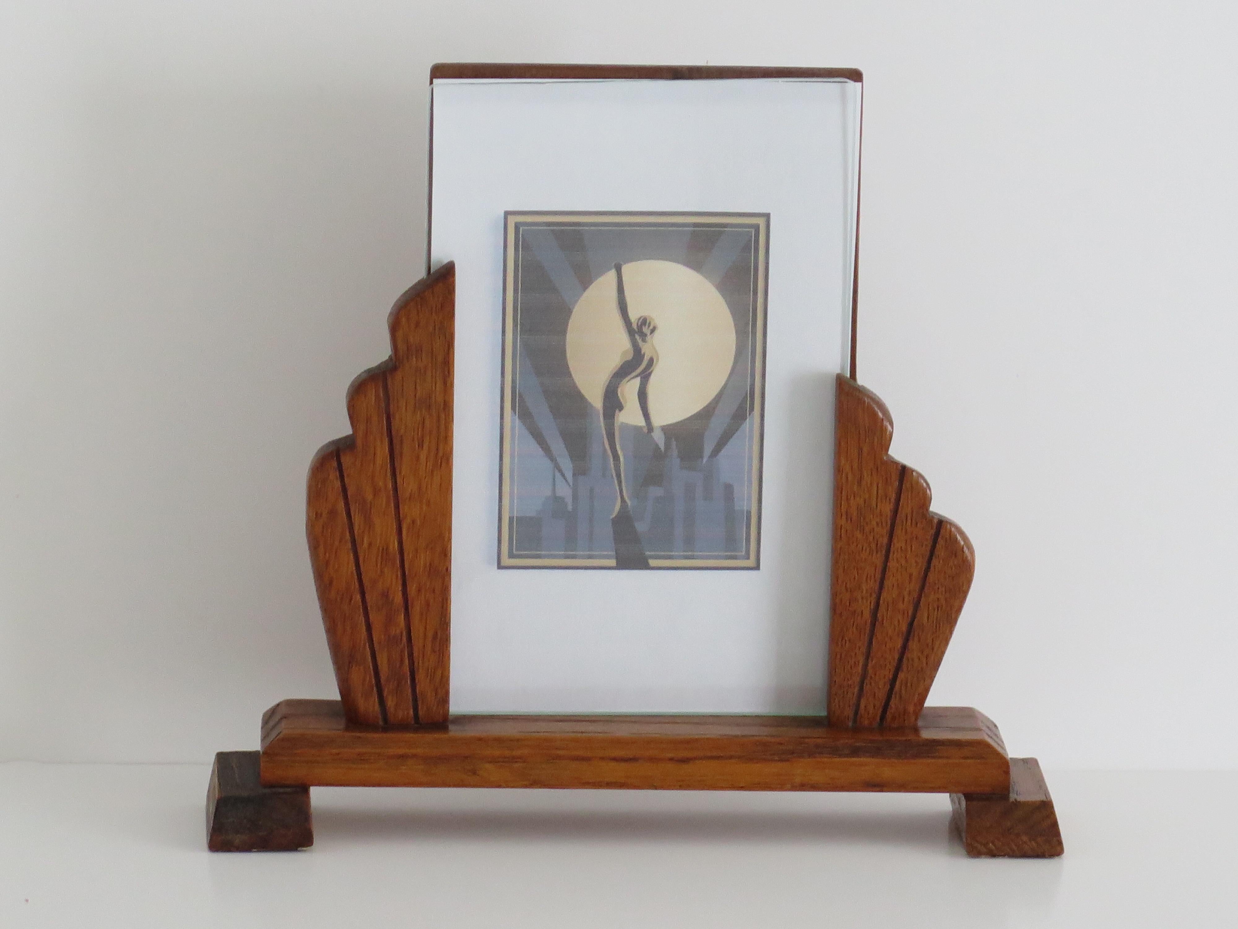 20th Century Art Deco PAIR of Period Photo Frames Handmade in Oak with Fan Sides, circa 1930 For Sale