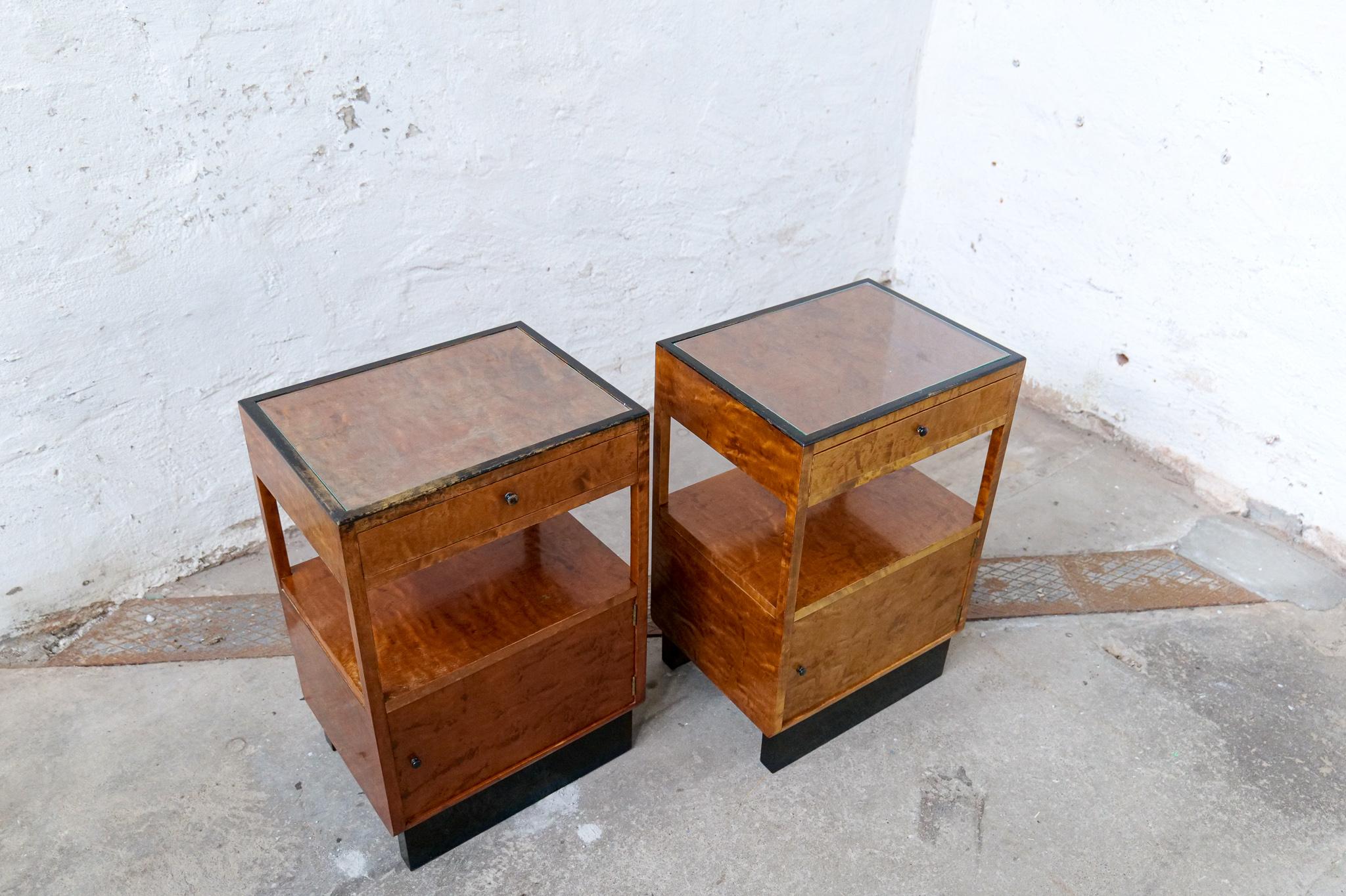 Birch Art Deco Pair of Side Tables Attributed to Carl Malmsten Sweden, 1930s