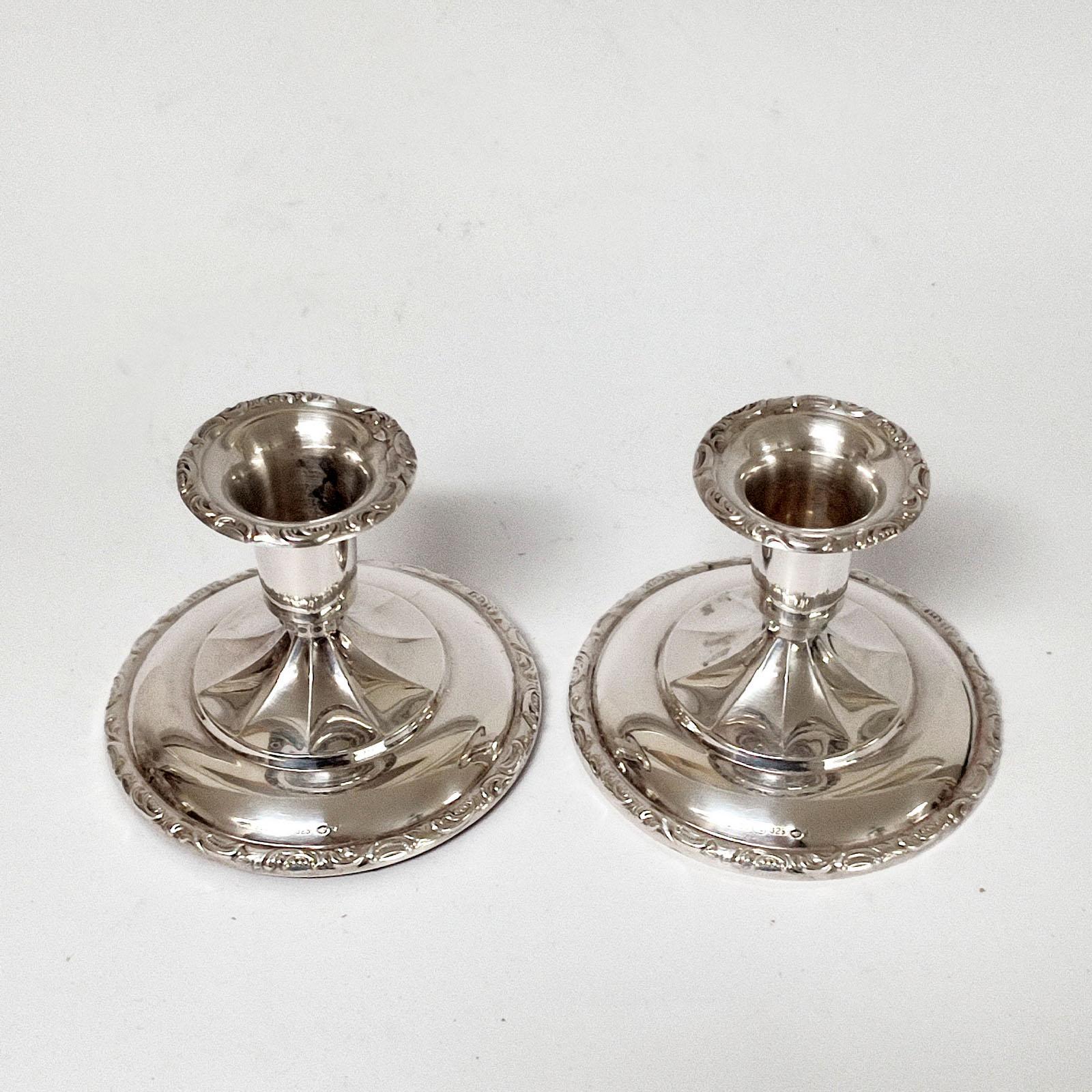 Art Deco Pair of Silver Candlesticks, Norway, 1920s 7