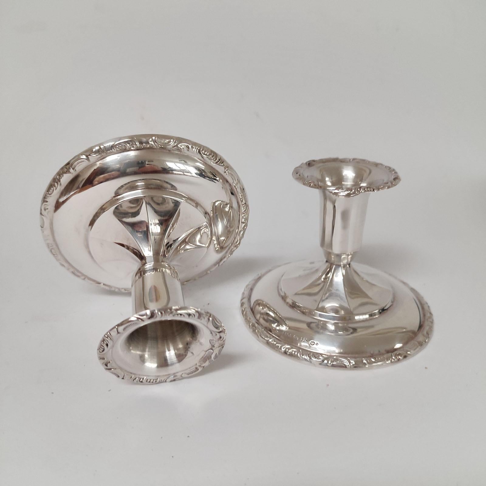Art Deco Pair of Silver Candlesticks, Norway, 1920s 8