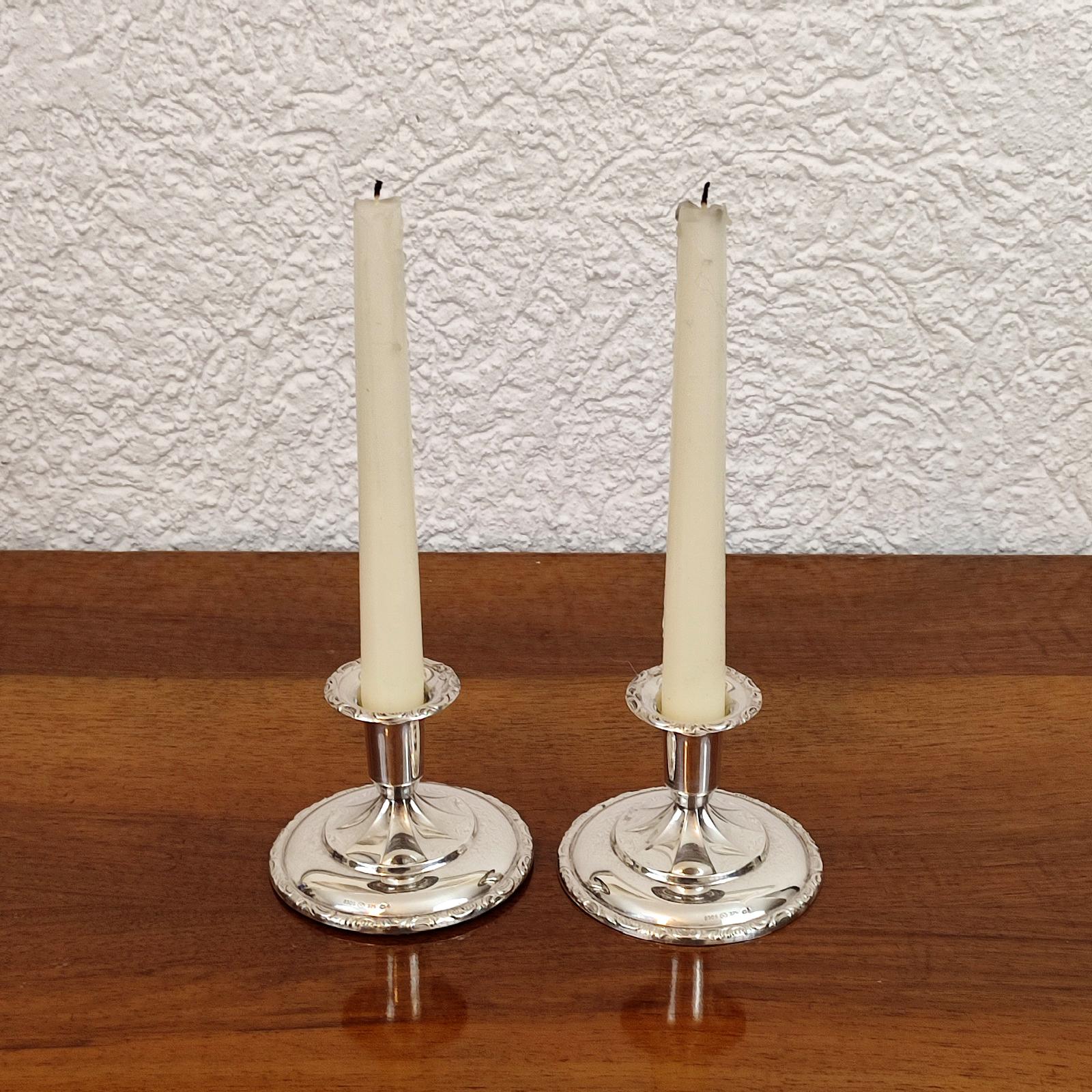 Art Deco Pair of Silver Candlesticks, Norway, 1920s In Good Condition In Bochum, NRW