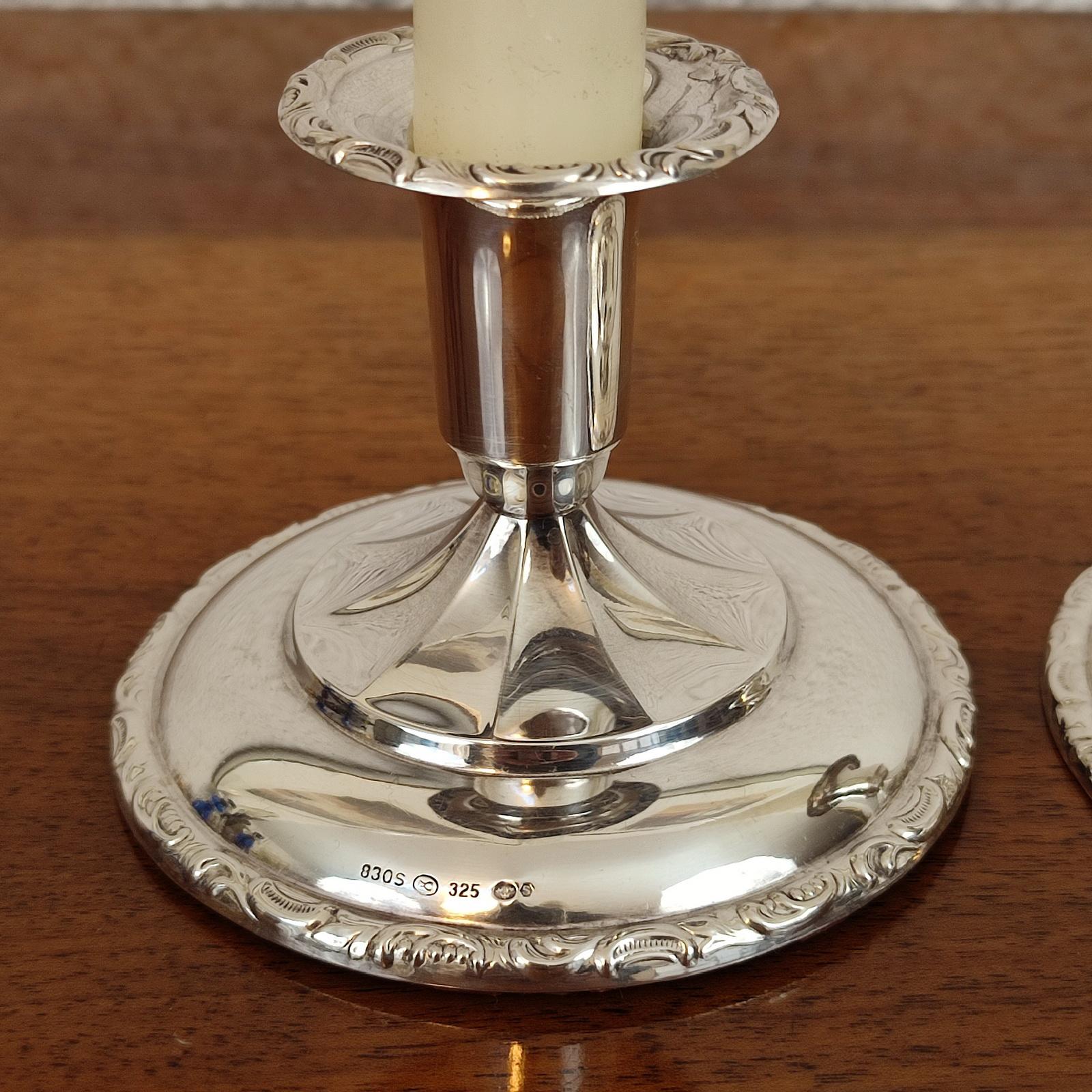 Art Deco Pair of Silver Candlesticks, Norway, 1920s 1