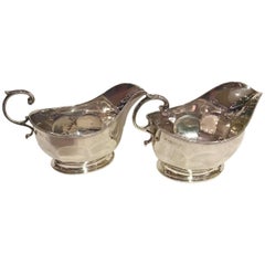 Art Deco Pair of Silver Sauceboats by Mappin 
Webb
