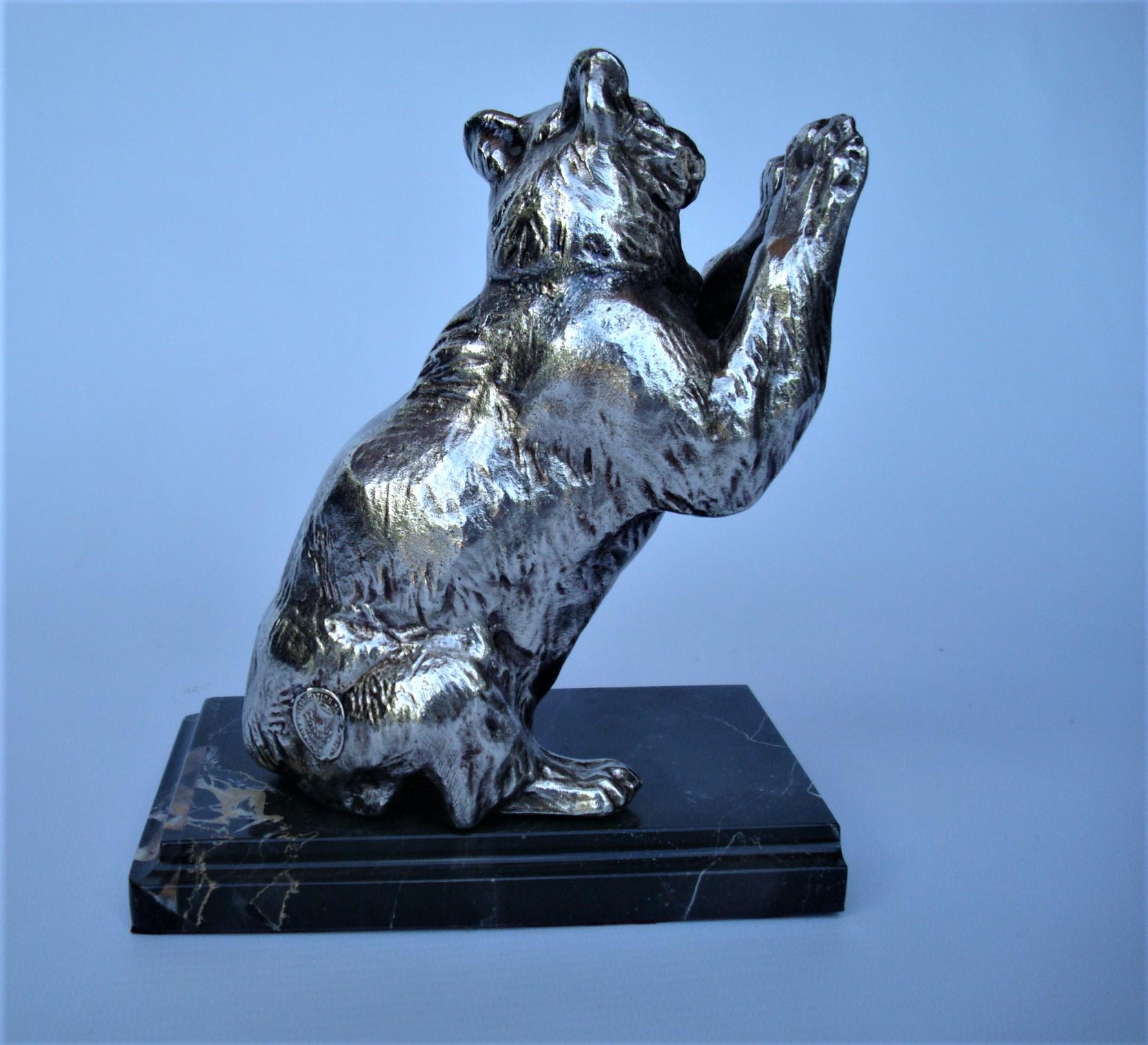 Art Deco Pair of Silvered Metal Playing Bears Bookends, France, 1920's For Sale 6
