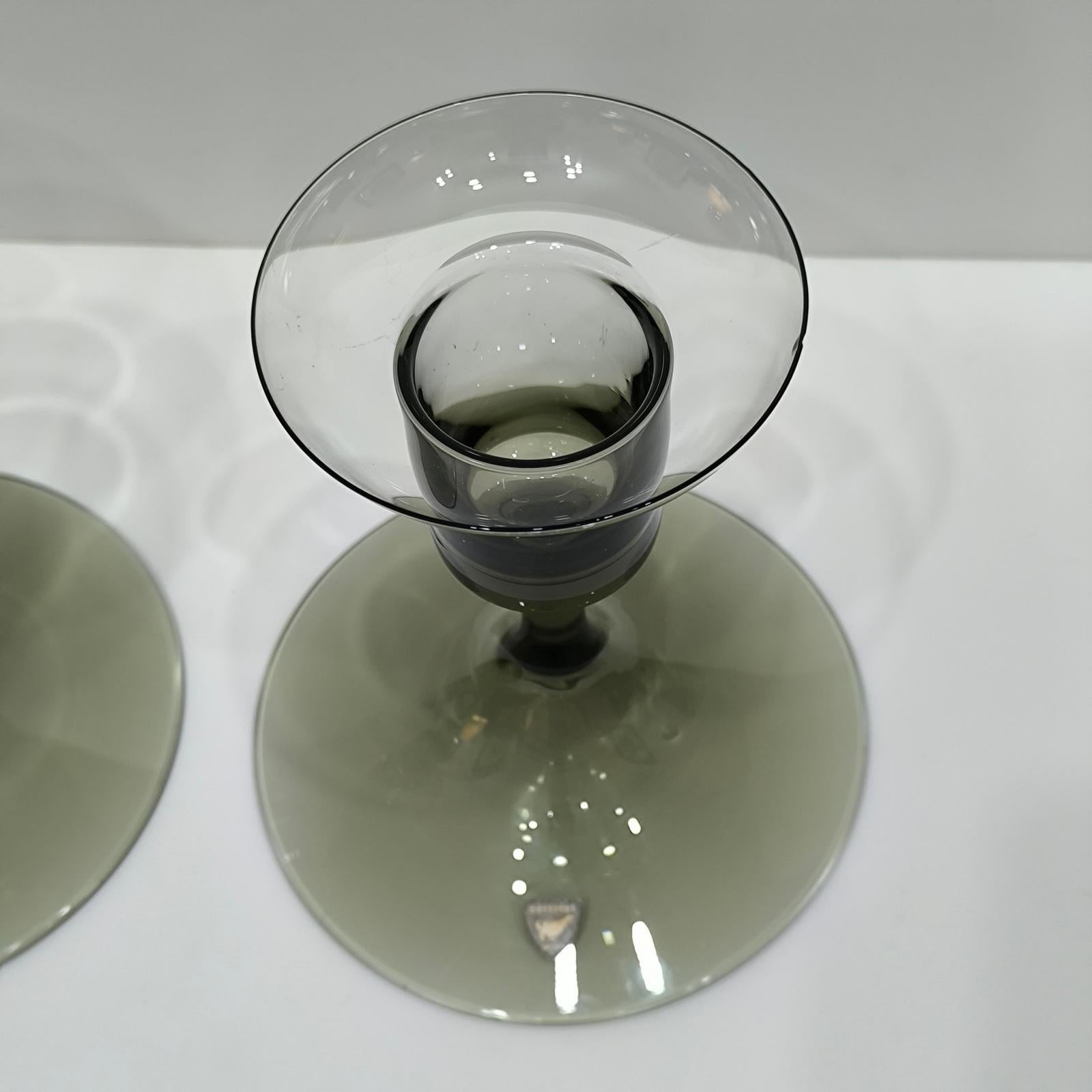 Coppia di portacandele in vetro fumé Art Déco Design Simon Gate, Orrefors, anni '20 in vendita 1