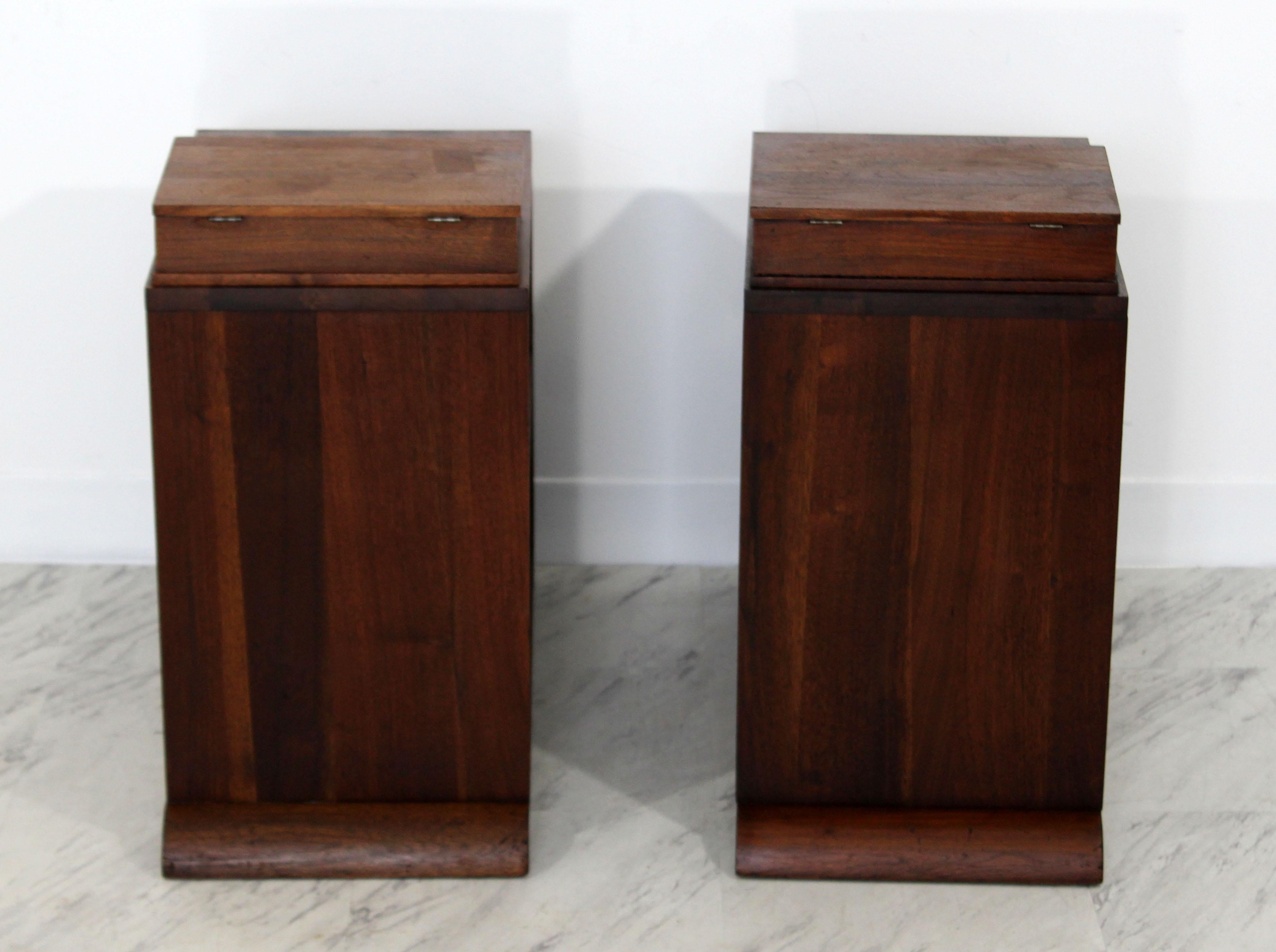 Art Deco Pair of Tiered Walnut Side End Tables Shelves Desky Rohde Frankl Era 2