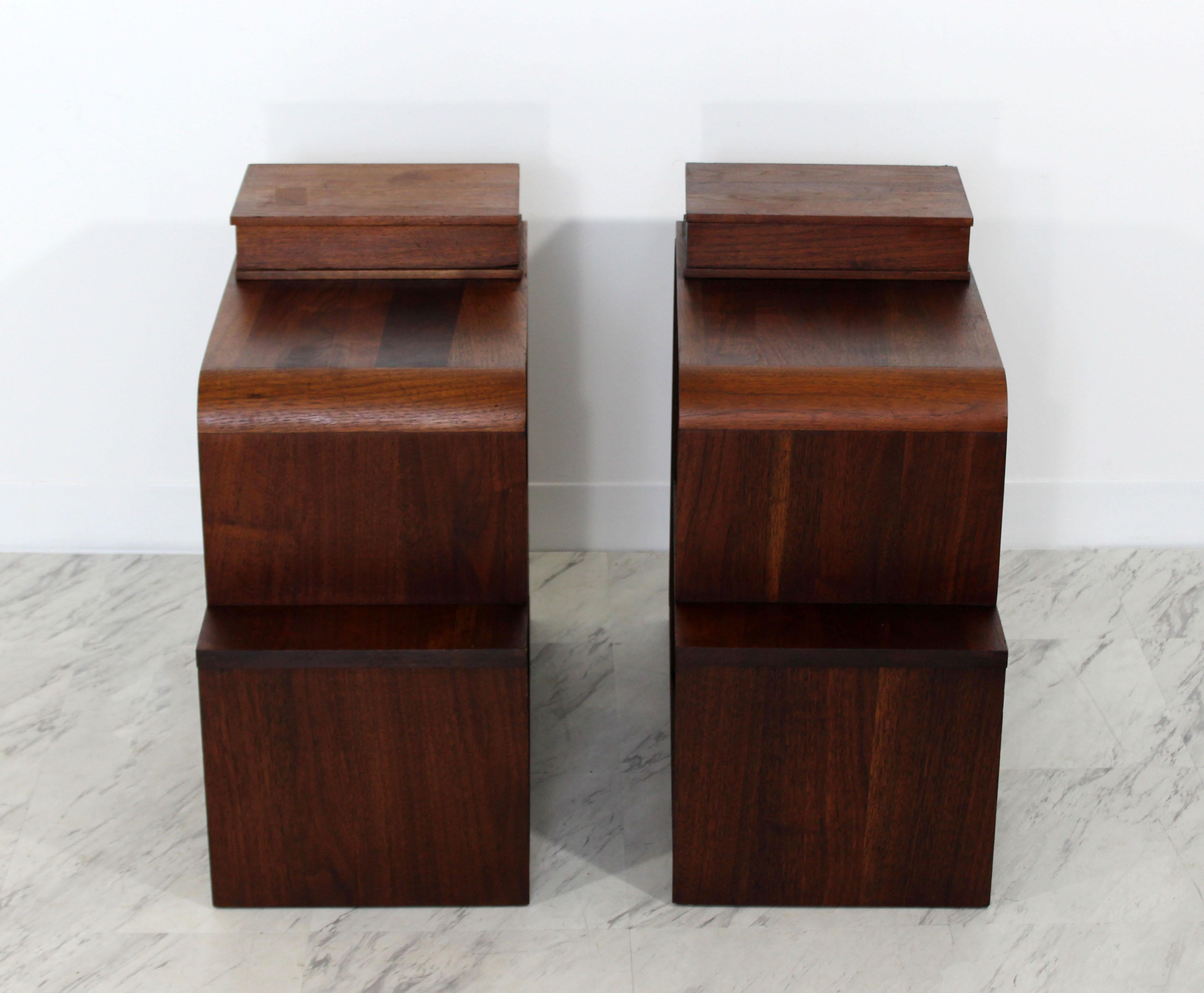 Art Deco Pair of Tiered Walnut Side End Tables Shelves Desky Rohde Frankl Era 4