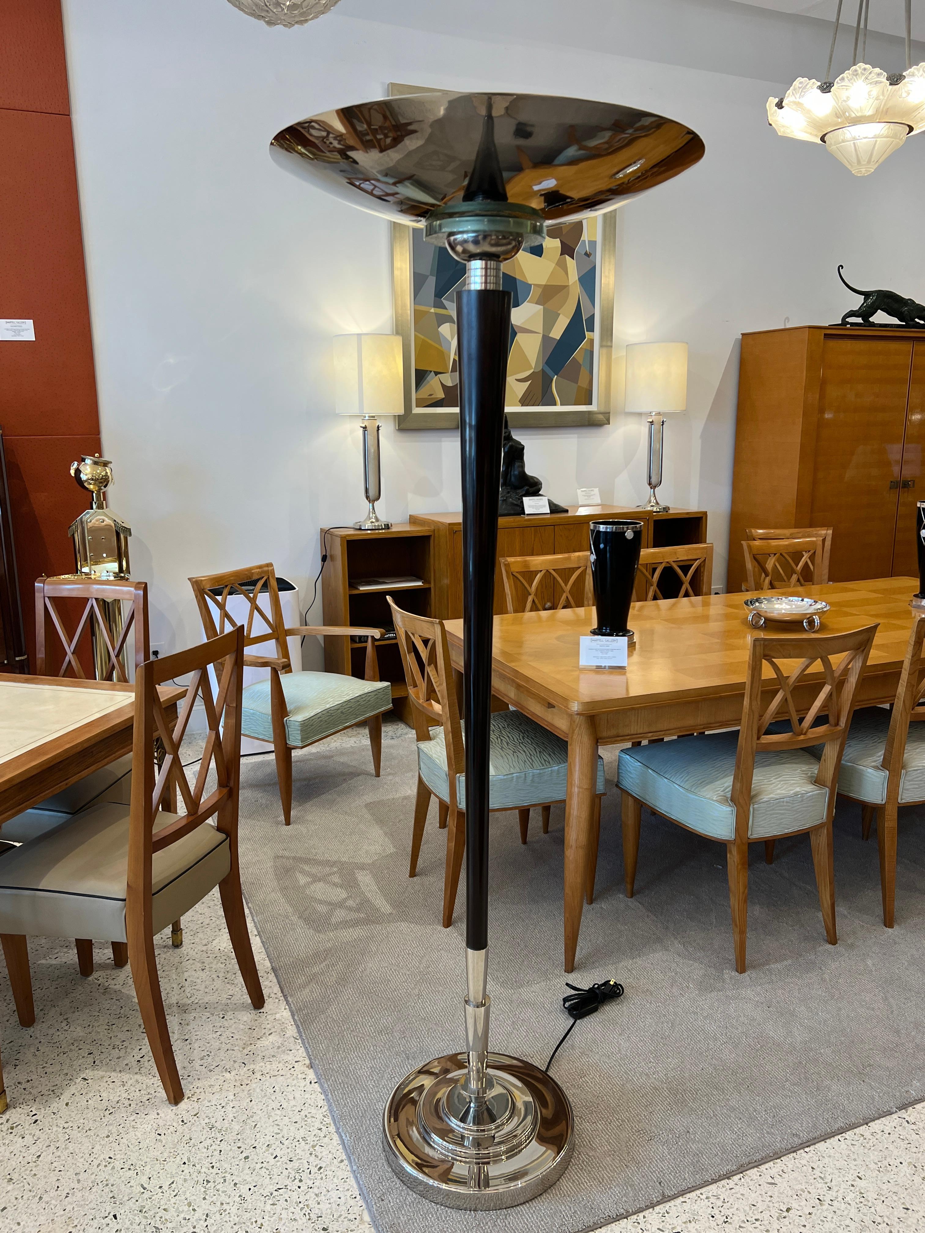 20th Century Art Deco Pair of Torchieres/Floor Lamps by Francis Hubens For Sale