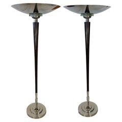 Vintage Art Deco Pair of Torchieres/Floor Lamps by Francis Hubens
