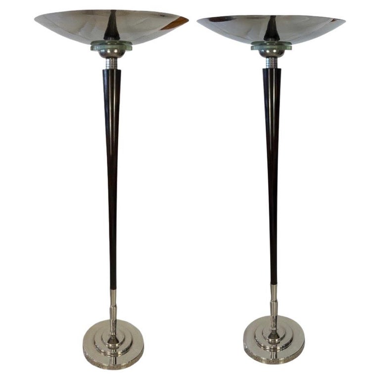 Art Deco Pair of Torchieres/Floor Lamps by Francis Hubens For Sale at ...