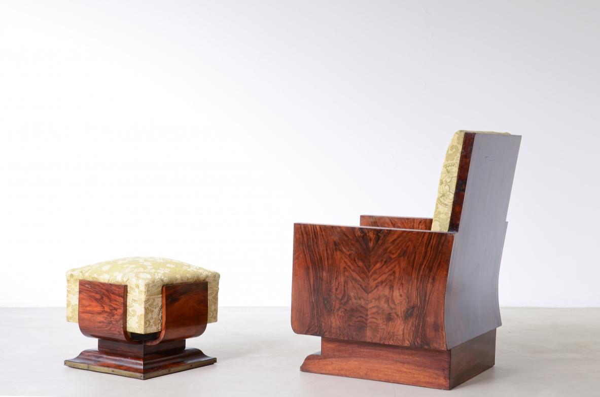 Coppia di sedie a vasca Art Decò in legno e radice di legno In condizioni ottime in vendita a Milano, IT
