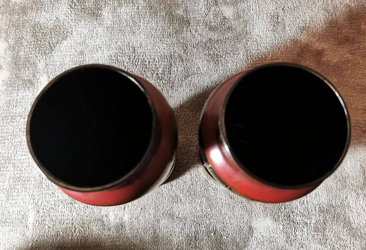 Art Deco Pair of Vases in Polished Black Opaline Hand Painted, France 7