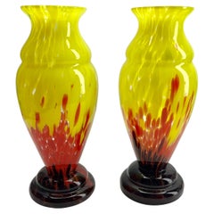 Art Deco Pair of Vases Multiple Layered Glass Scailmont by Henri Heemskerk