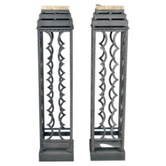 Antique Art Deco Pair of Wrought Iron Pedestals