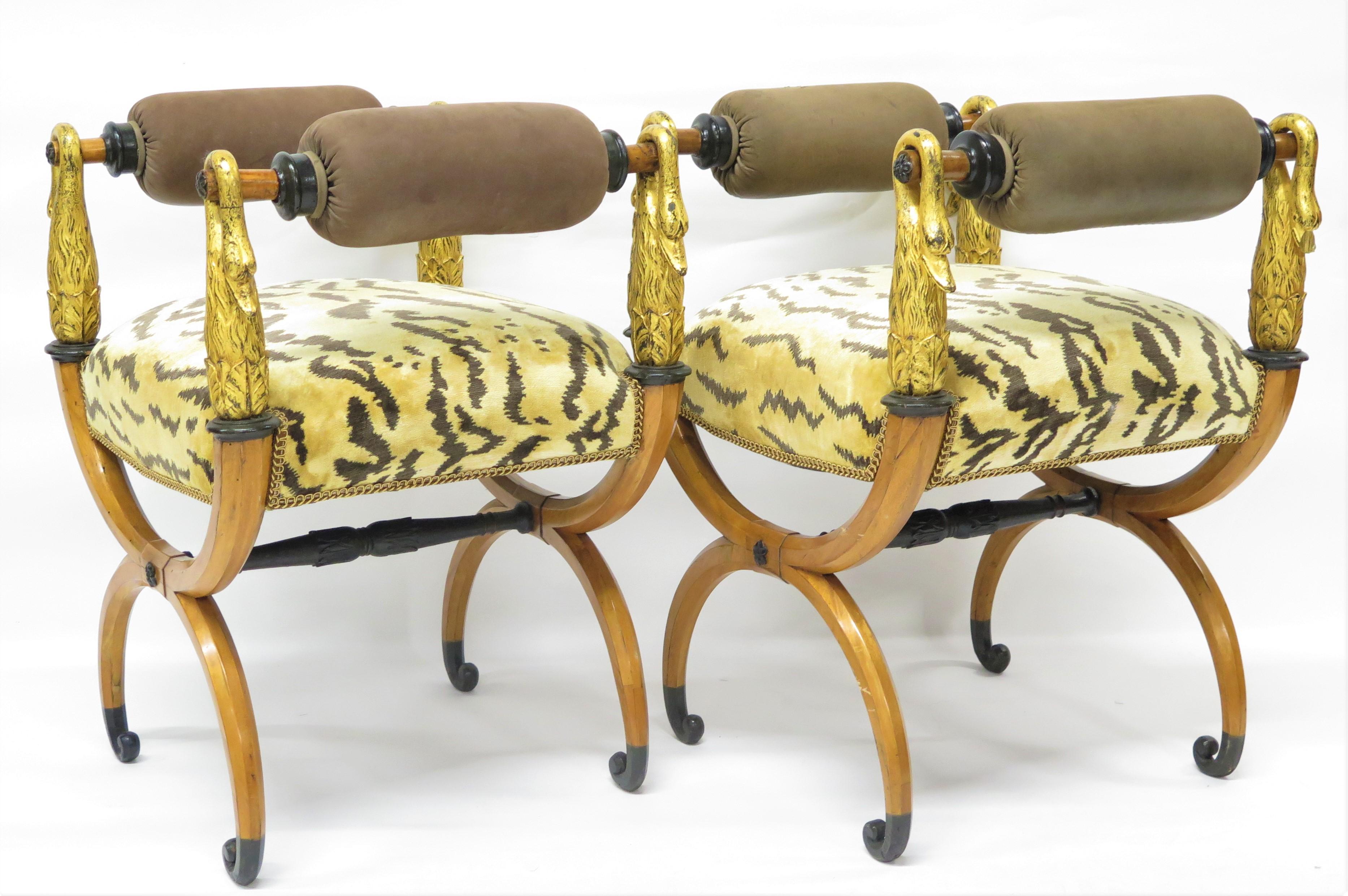 Art Deco Pair of X Shaped Curule Seats For Sale 11