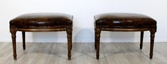 Art Deco Pair Oil Spot Wood Stools Benches Seats Ottomans Hollywood Regency