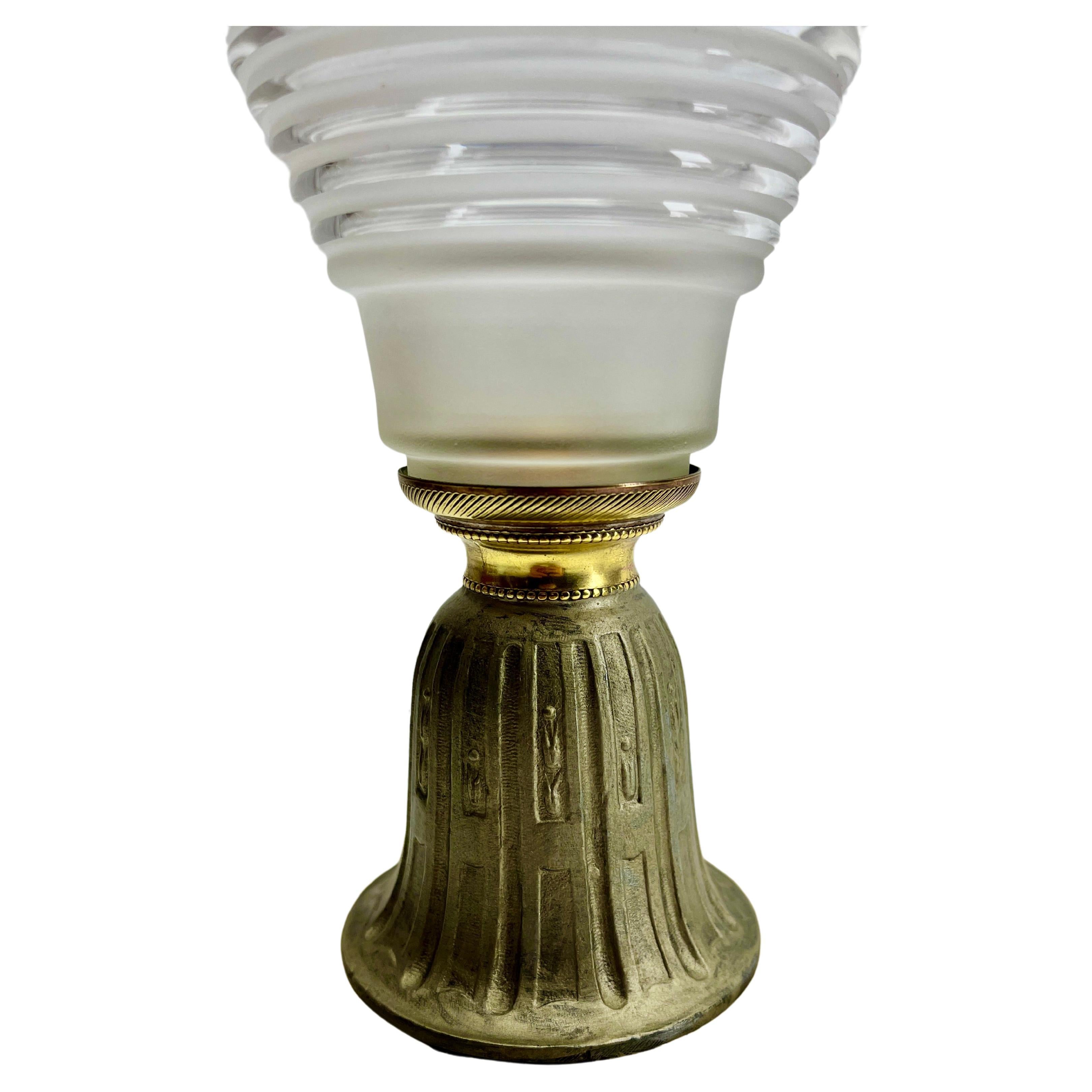 Art Deco Pair Pedestal Bowls with stylized Bronze  on Onyx Plint For Sale 1
