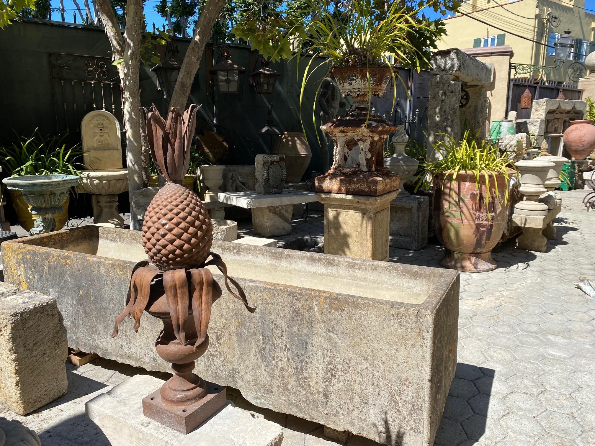 Art Deco Pair Pineapple Antique Decorative Rustic Finials Sculpture Los Angeles For Sale 10