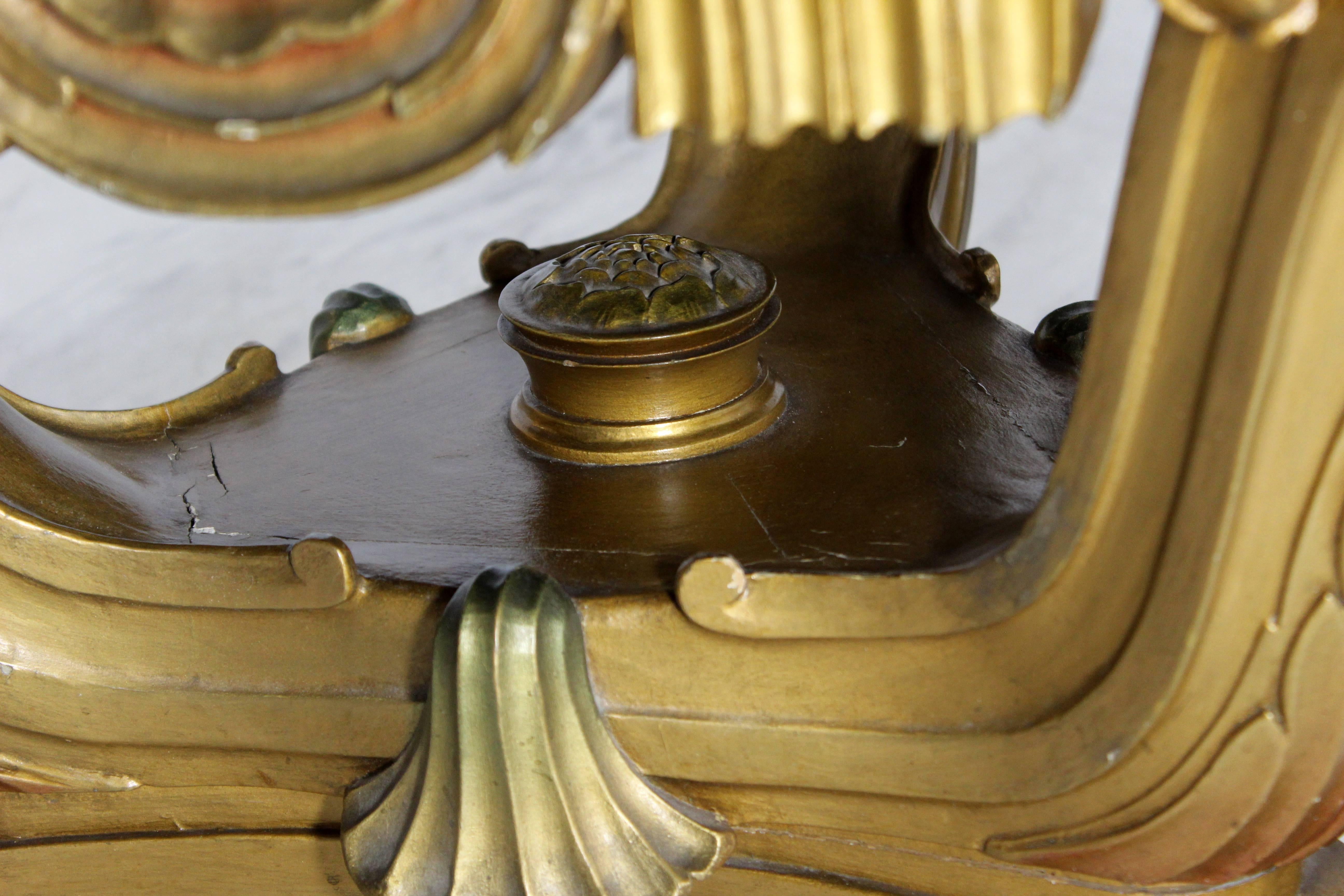 Art Deco Rococo Tabourets Foot Stools Italian Signed Mascheroni Gold Gilt, Pair 7