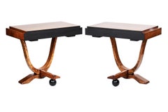 Art Deco Pair Walnut Console Tables circa 1920s
