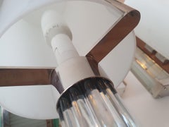 Pair of Art Deco lamp with nickel finish and vintage glass.